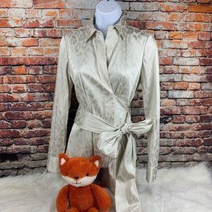 Ann Taylor shiny leopard print wrap top size 2